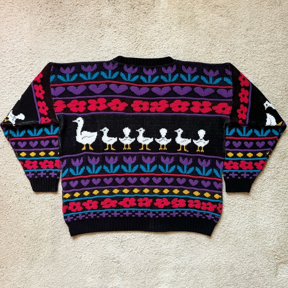 Vintage 80s goose striped pullover sweater - Picture 3 of 4